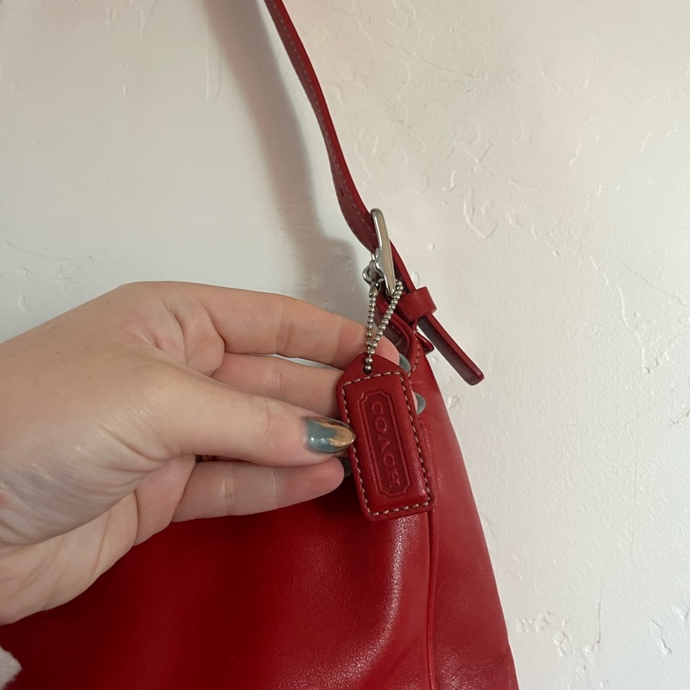 Vintage Y2K Coach Legacy Hampton Red Leather Shoulder Bag 7783 90s - Picture 6 of 15